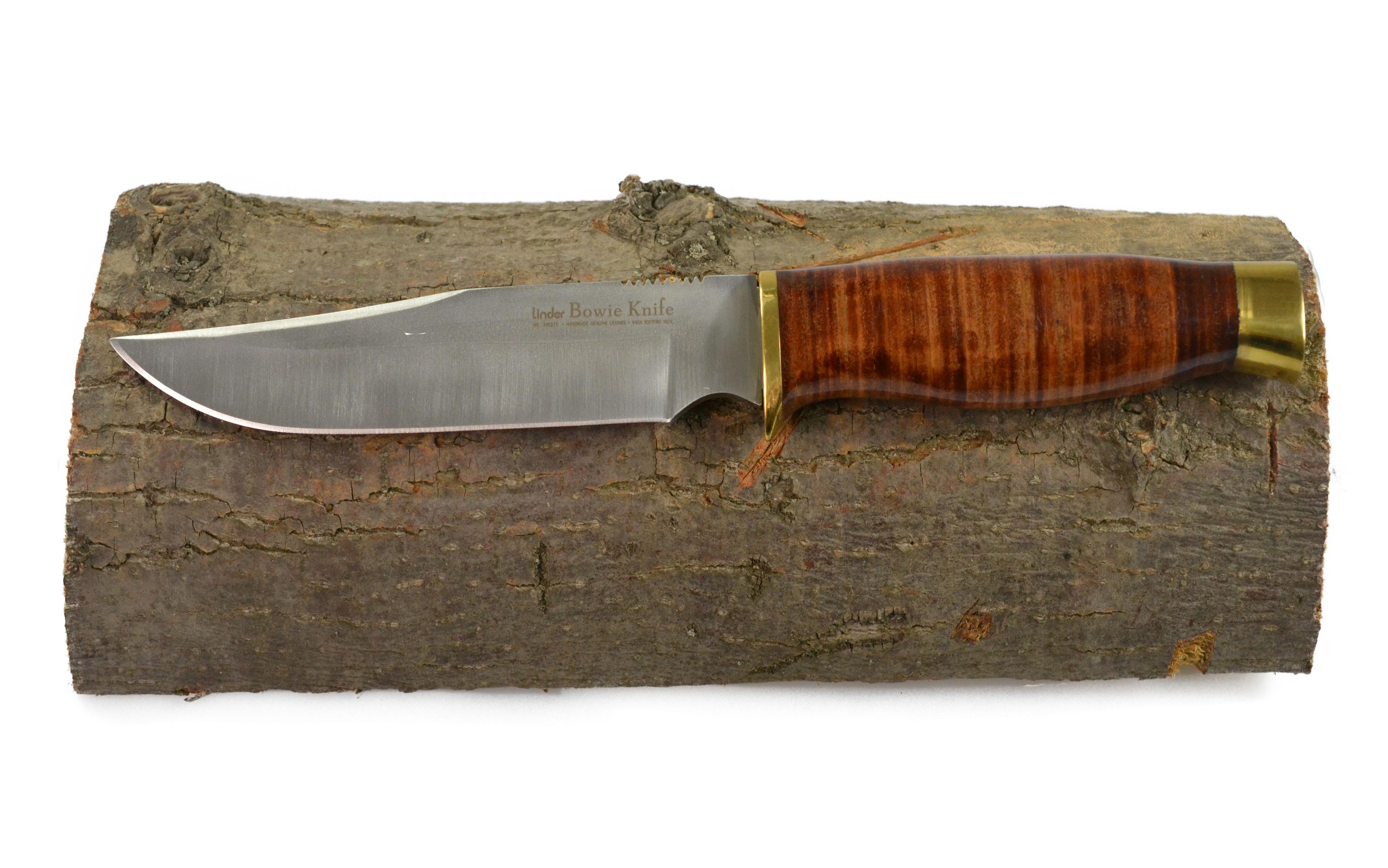 Linder Jagdmesser Linder Bowie Knife Ledergriff Outdoormesser eBay