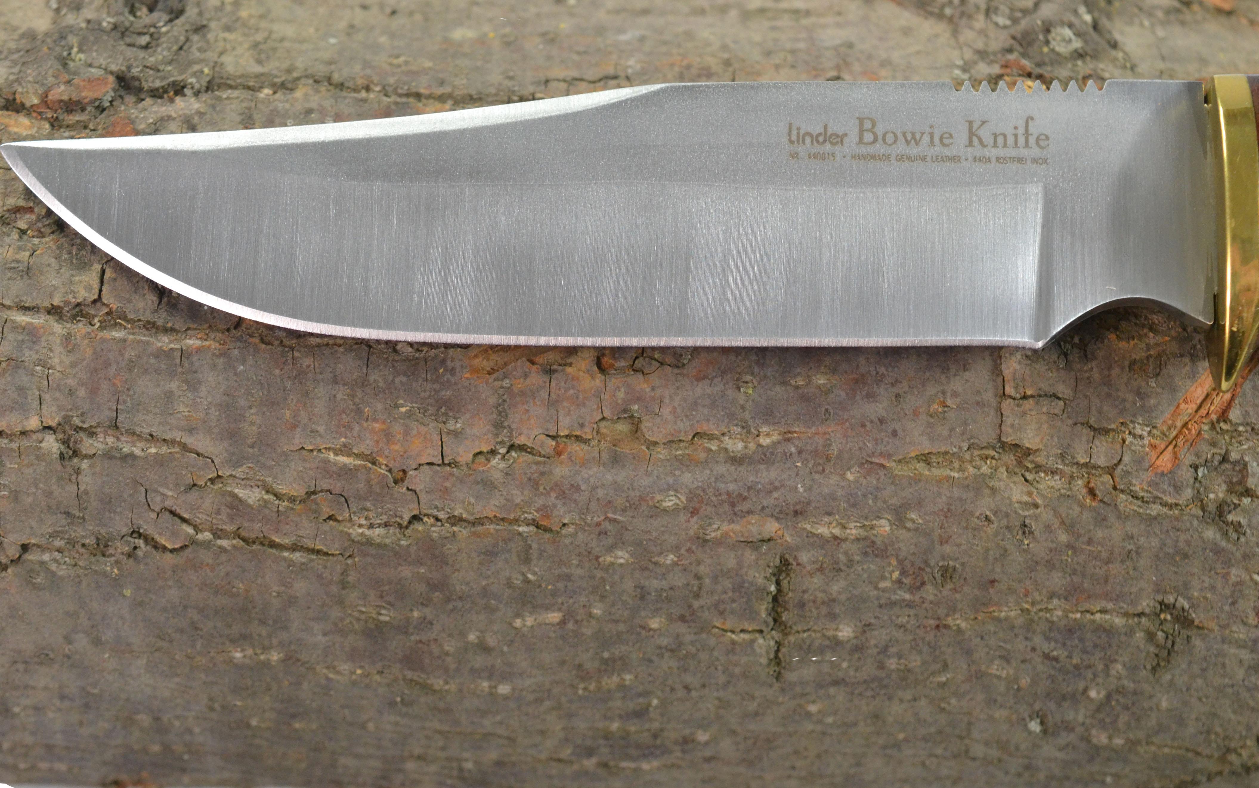 Linder Jagdmesser 15cm Klinge Linder Bowie Knife Ledergriff