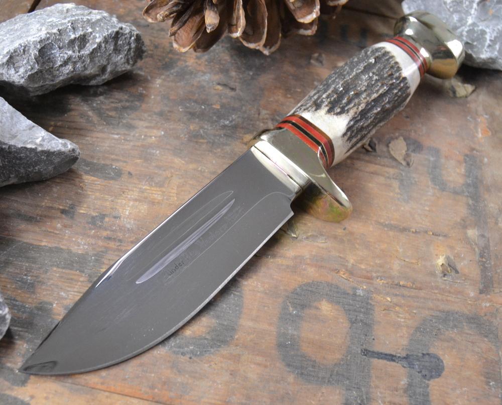 Linder Big Western FIXED END HUNTING KNIFE 13cm Blade Stag Horn Handle